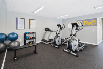 Fitness center with elliptical and exercise equipment